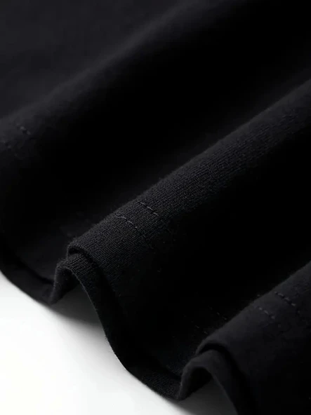 Baskılı Oversize Bisiklet Yaka T-shirt - Siyah - 3