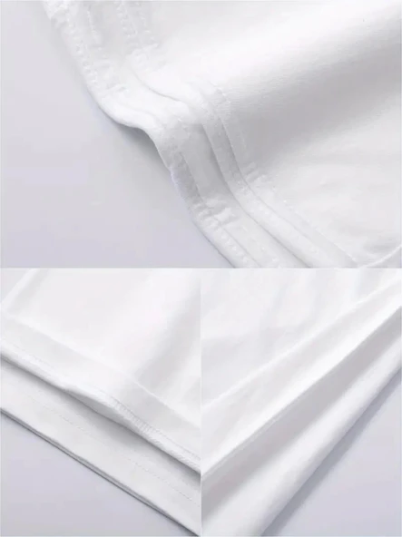 Baskılı Oversize Bisiklet Yaka T-shirt - Beyaz - Resim 3