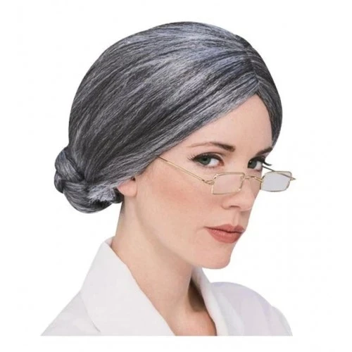 Gri Yaşlı Peruğu çocuk yetişkin uyumlu - Resim 2