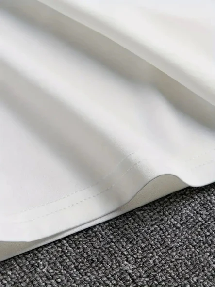 Baskılı Oversize Bisiklet Yaka T-shirt - Beyaz - Resim 3