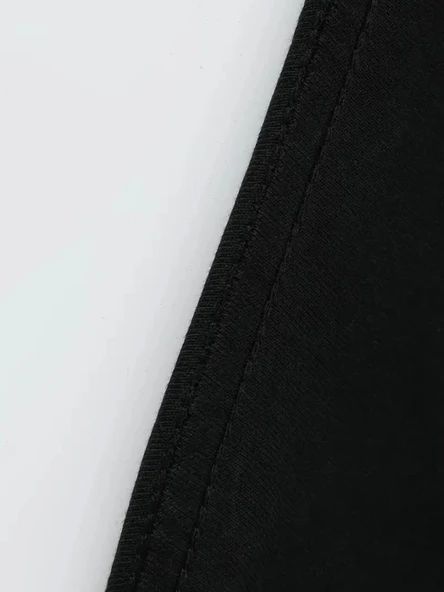 Baskılı Oversize Bisiklet Yaka T-shirt - Siyah - 4