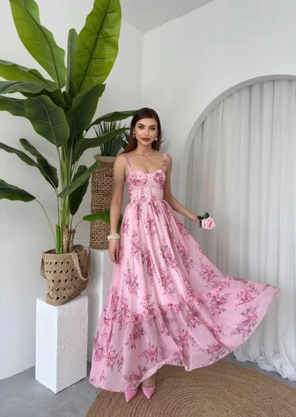 Jame Askılı Elbise - Resim 5