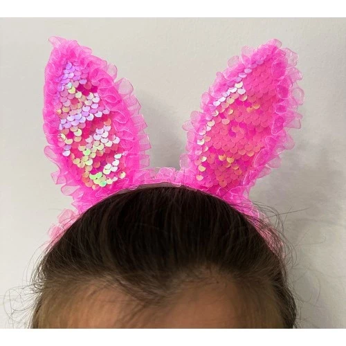 Fuşya Dantelli Işıklı Tavşan Kulak Taç ürün görseli