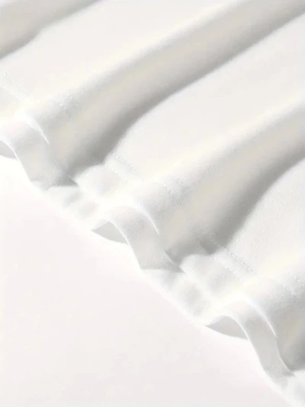 Baskılı Oversize Bisiklet Yaka T-shirt - Beyaz - Resim 4