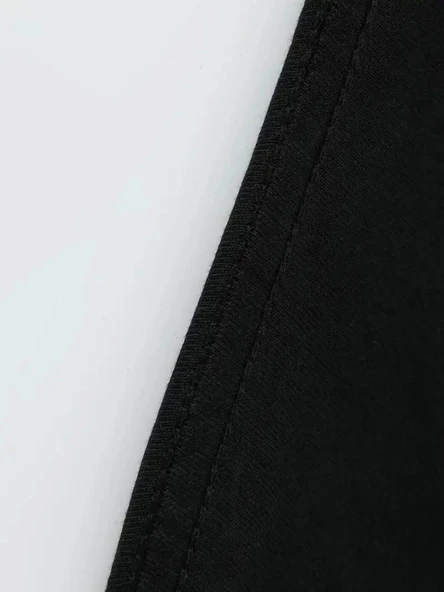 Baskılı Oversize Bisiklet Yaka T-shirt - Siyah - 4