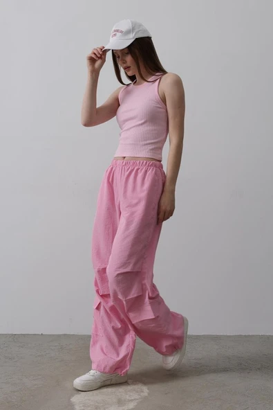 Paraşüt Cargo Pantolon - Pembe - 1