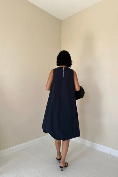 Lacivert Comfort Balon Elbise - Resim 4