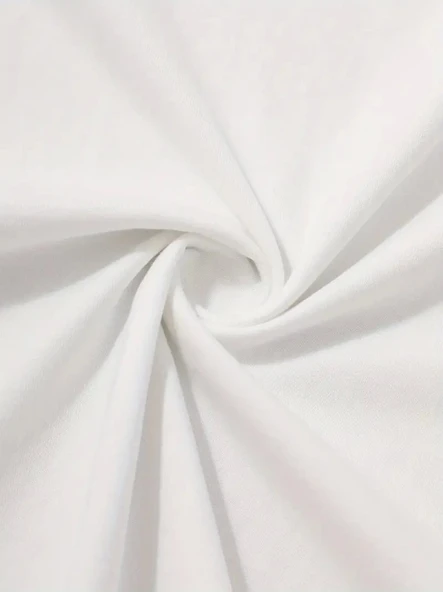 Baskılı Oversize Bisiklet Yaka T-shirt - Beyaz - Resim 4