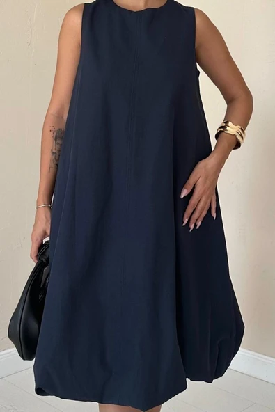 Lacivert Comfort Balon Elbise - Resim 3