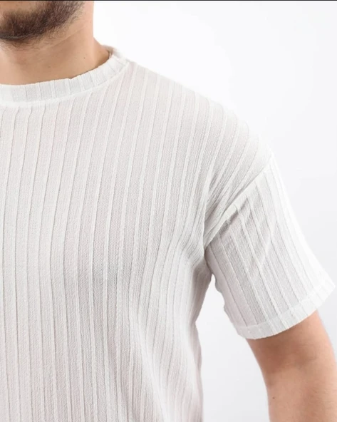 Erkek Kısa Kollu örgü Kumaş Bisiklet Yaka T-shirt - 2