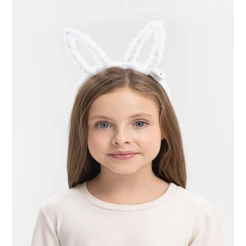 Led Işıklı Peluş Tavşan Kulak Taç Beyaz ürün görseli