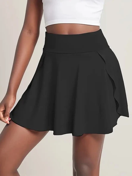 Kadın Yüksek Bel Cepli Sandy Short Etek - Resim 12