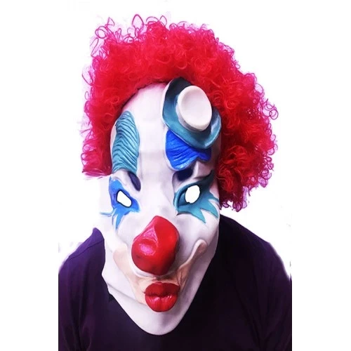 Kırmızı Afro Peruklu Palyaço Maskesi ürün görseli