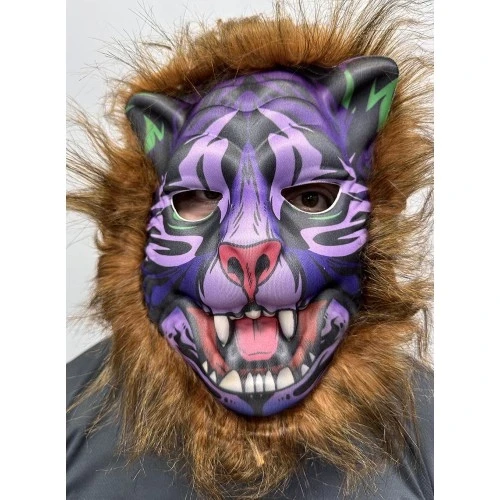 Kahverengi Saçlı Dişli Kurt Maskesi Mega Peluş 16 No ürün görseli