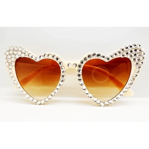 Krem Taşlı Kalp Gelin Gözlüğü - Resim 3