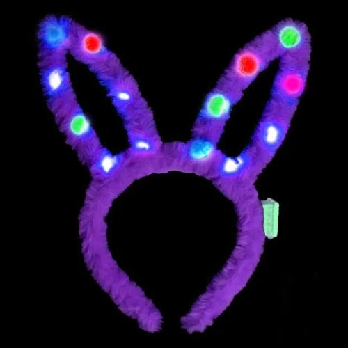 Led Işıklı Peluş Tavşan Kulak Taç Lila - Resim 2