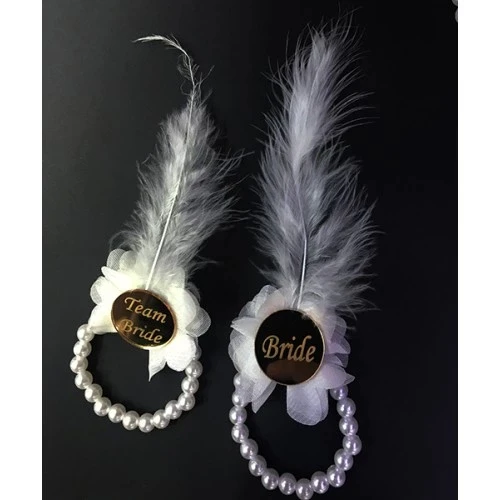 İncili Nedime Bilekliği Altın Pleksili Beyaz 7 Adet - Resim 2