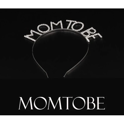 Kristal Taşlı Gümüş Renk Mom to Be Tacı Anne Tacı - Resim 2