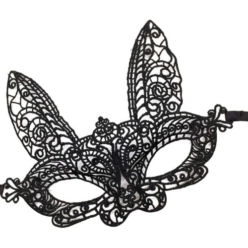 Siyah Dantel Kesim Balo Parti Maskesi 7 No - Resim 4