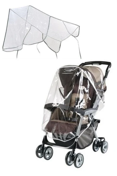 BUFFER® Bebek Arabası Puset Şeffaf Yağmurluk Rüzgar Engelleyici Muşamba - Resim 3