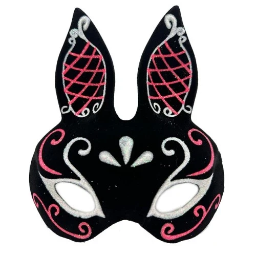 Siyah Süet Tavşan Maskesi Simli ürün görseli