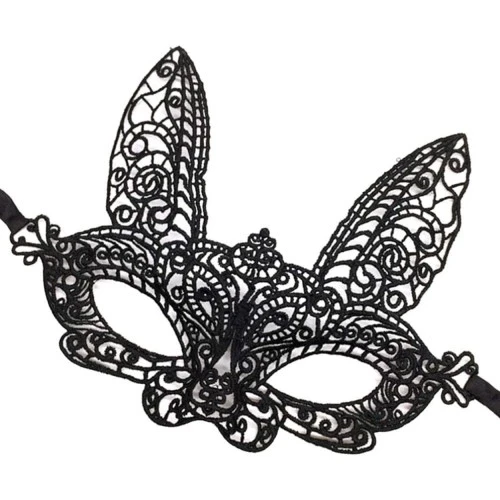 Siyah Dantel Kesim Balo Parti Maskesi 7 No - Resim 3