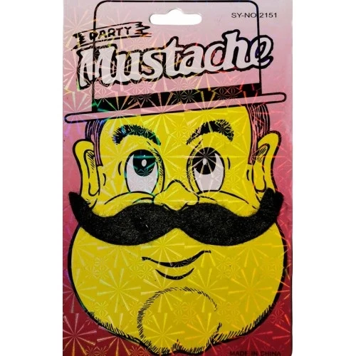 Siyah Gerçekçi Yapışkanlı Tüylü Kabadayı Bıyığı Model 1 ürün görseli