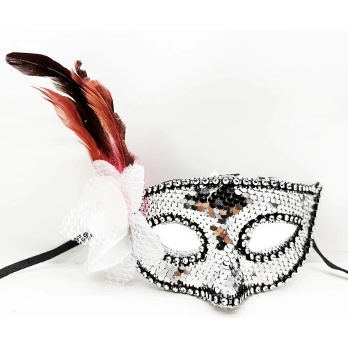 Siyah Kadife Rengarenk Pullu Maske ürün görseli