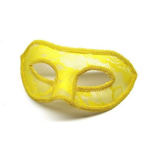 Sarı Dantel Tül Parti Maskesi - Resim 3