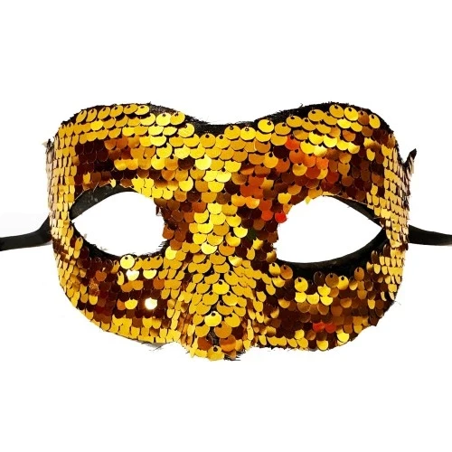 Payetli Venedik Balo Parti Maskesi Altın - Resim 2