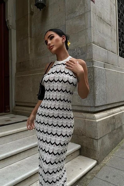 Melina Ajurlu Halter Yaka Elbise 2774 - Resim 7