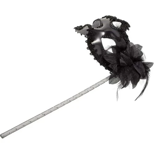 Siyah Işıltılı Tutmalı Fotoğraf Çekimi Maskesi - Resim 4