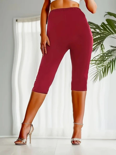 Kadın Yüksek Bel Dalgıç Midi Tayt - Resim 5