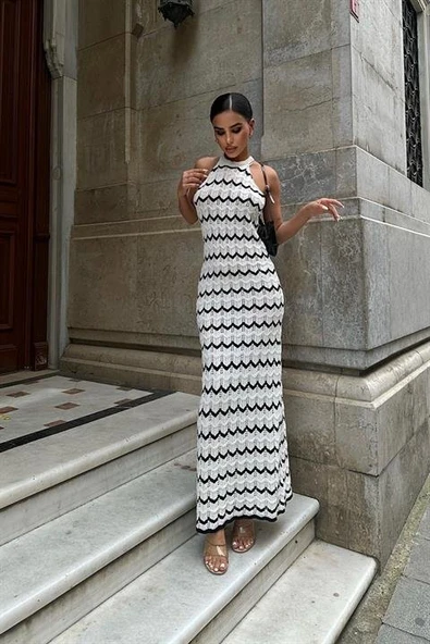 Melina Ajurlu Halter Yaka Elbise 2774 - Resim 5