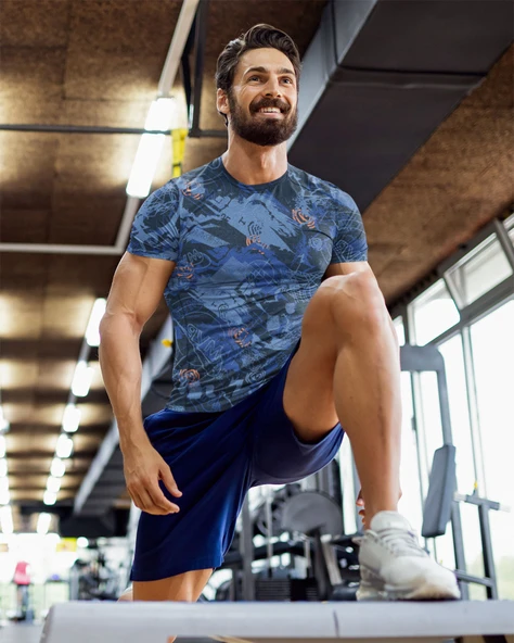Desenli Antrenman ve Spor Forması, Halı Saha Forması, Nefes Alan Tişört, Yüksek Kalite Gym Tshirt - 3