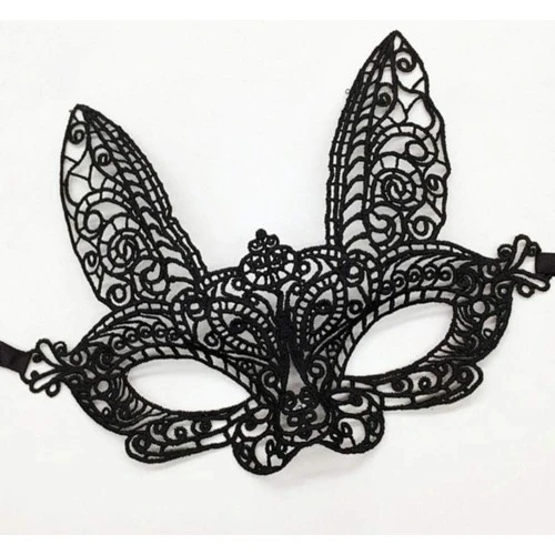 Siyah Dantel Kesim Balo Parti Maskesi 7 No - Resim 2