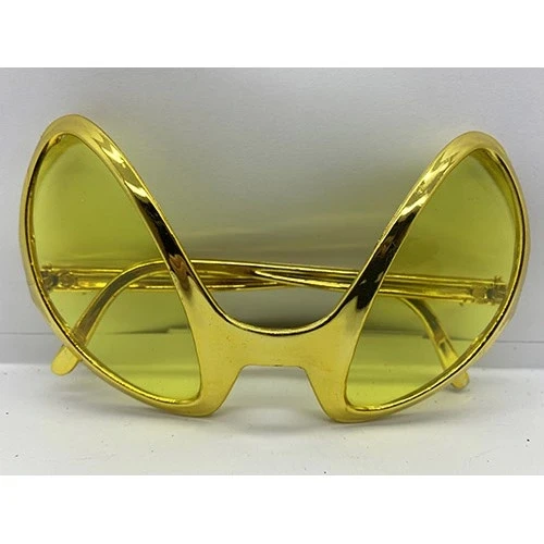 Retro Gözlük - 80 li 90 lı Yıllar Parti Gözlüğü Gold Renk ürün görseli