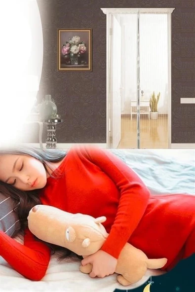 BUFFER® Pratik Manyetik Mıknatıslı Beyaz Kapı Pencere Sinekliği Tülü 90 x 210 cm - Resim 6