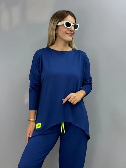 Kadın Iki Iplik Viskon Pamuk Kumaş Arma Detaylı Ikili Takım - Resim 4