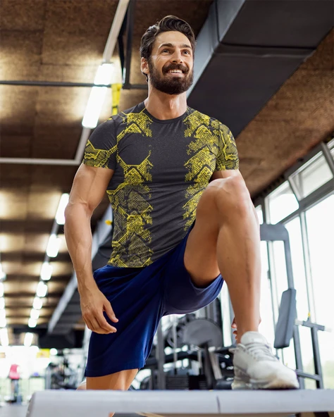 Desenli Antrenman ve Spor Forması, Halı Saha Forması, Nefes Alan Tişört, Yüksek Kalite Gym Tshirt - 4