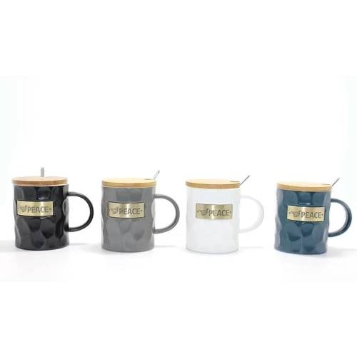 Bambu Kapaklı Porselen Kupa Bardak ürün görseli