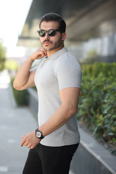 Erkek Kısa Kollu Yakalı Tişört - Resim 5