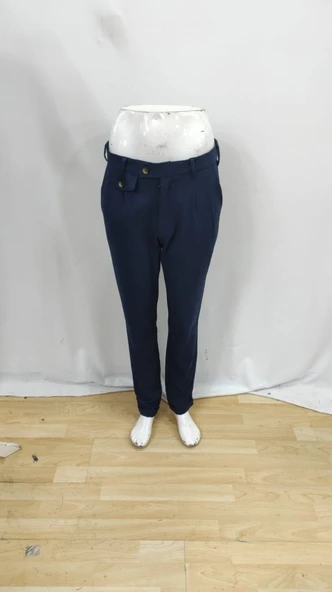 Erkek Belden Düğmeli Cepli Dokuma Pantolon - Resim 11