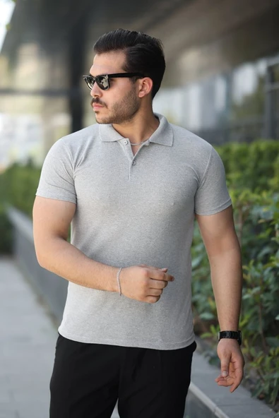 Erkek Kısa Kollu Yakalı Tişört - Resim 4