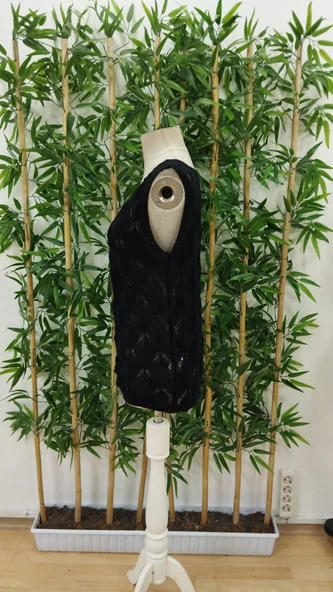 Kadın Askılı Yakalı Desenli Triko Bluz - Resim 12