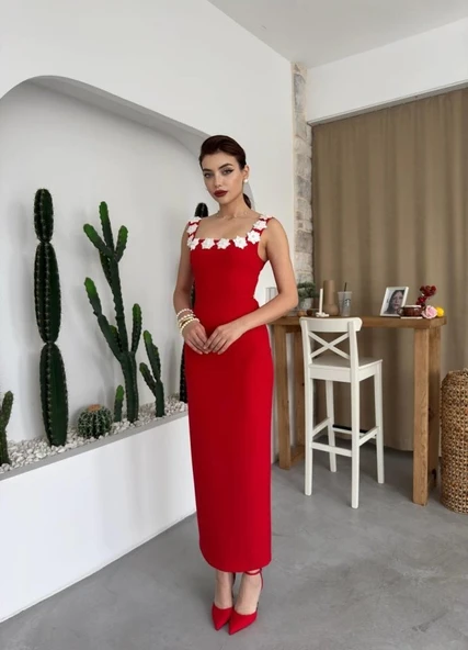 Mıng Çiçek Detaylı Elbise - Resim 8