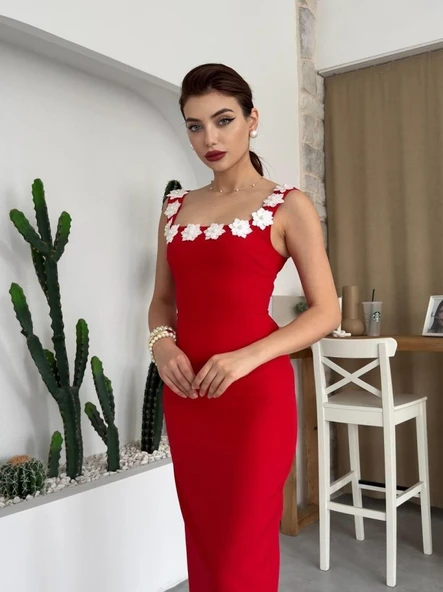 Mıng Çiçek Detaylı Elbise - Resim 3