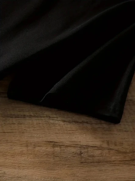 Baskılı Oversize Bisiklet Yaka T-shirt - Siyah - Resim 2