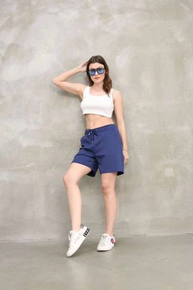 Osy Modal Yumuşak Dokulu Kumaş Kısa Şort - Mavi - 2