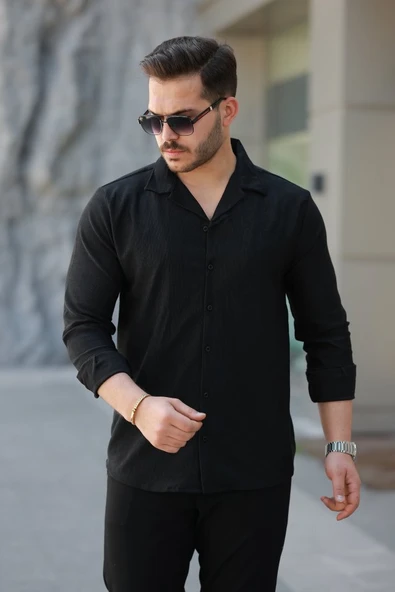 Erkek Kadife Dokulu Uzun Kollu Gömlek ürün görseli